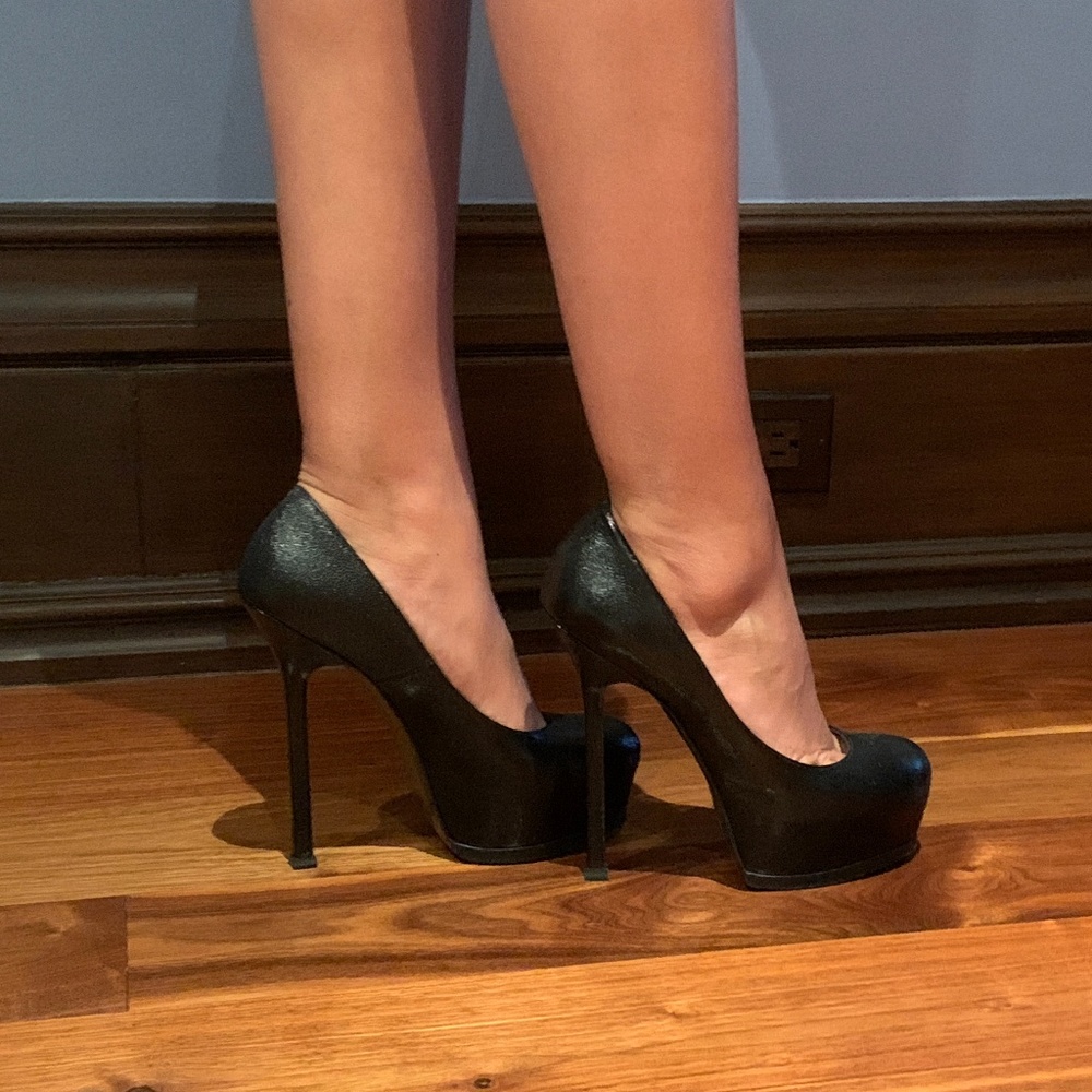 YSL Black Caviar Tribute Pumps